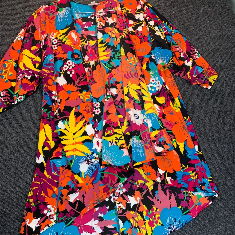 LuLaRoe Shirley Floral Kimono Women M Oversized Bright Tropical Layering Wrap